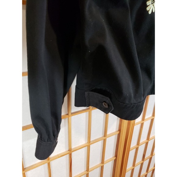 Vintage Jacket Embroidered Black Floral Boho Black CC Sportswear - Size Medium - Picture 14 of 14